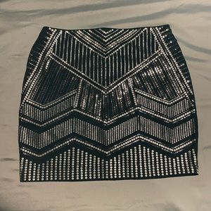 Express Blue Sequin Mini Skirt Size Small